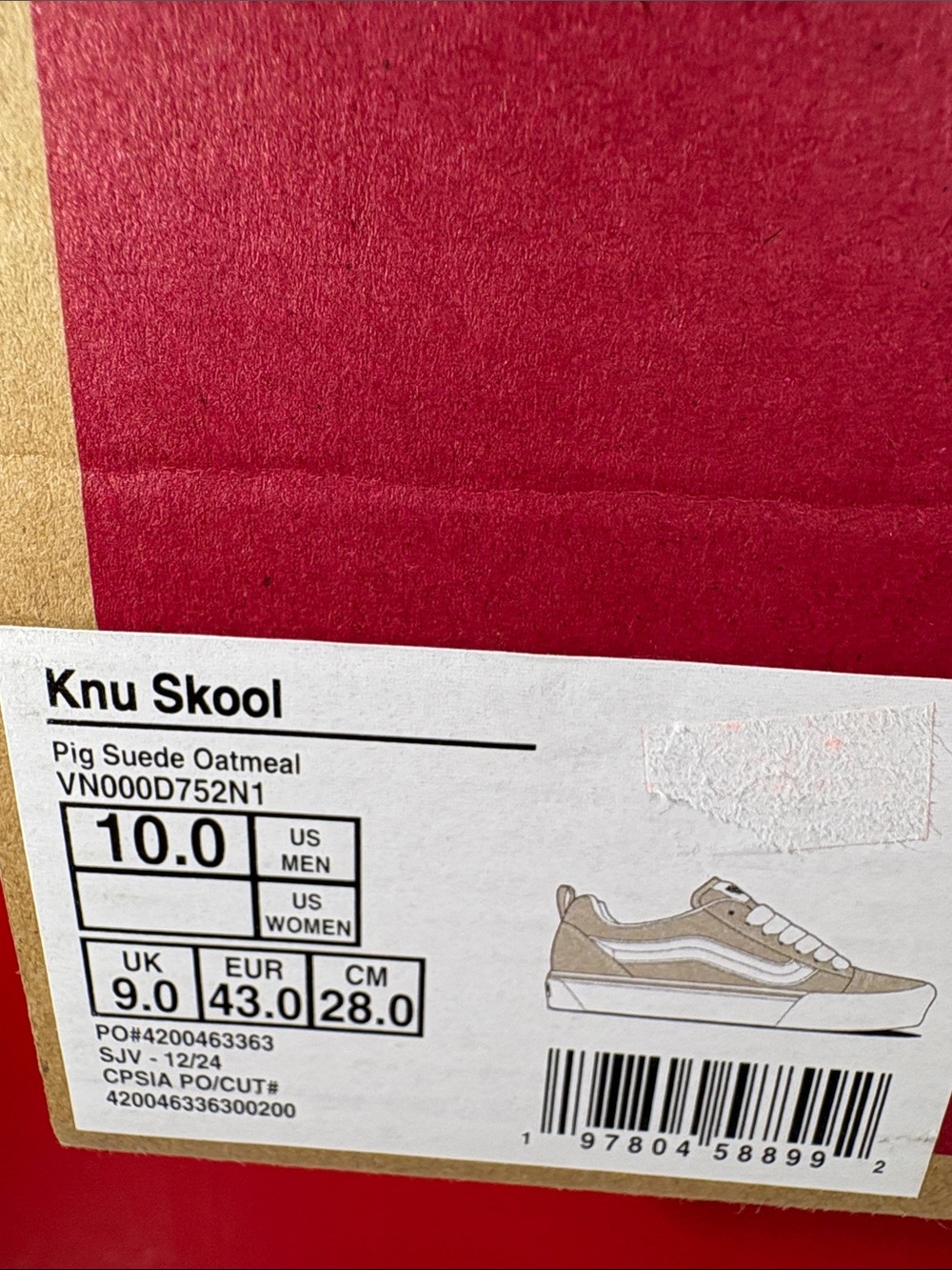 NWT Vans KNU Skool Skateboard Shoes Pig Suede in Oatmeal Tone Men’s 10 - Picture 8 of 10